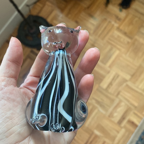 Vintage crystal art glass cat figurine - Picture 3 of 11